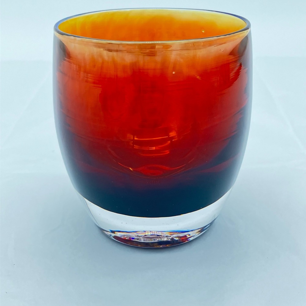 Glassybaby Votive Candle Holder Pre-Retirement Red Amber Hand Blown Glass
